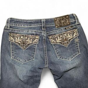 Miss Me Women’s JP 50909B2 Bootcut Jeans embellished back pocket flaps Sz 29